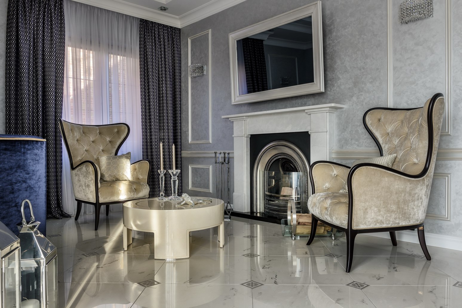 Фото интерьера, Гостиная площадью 28 кв.м. Проект гостиная - Дом в стиле АР ДЕКО, Автор проекта: Дизайнеры Алена Чашкина