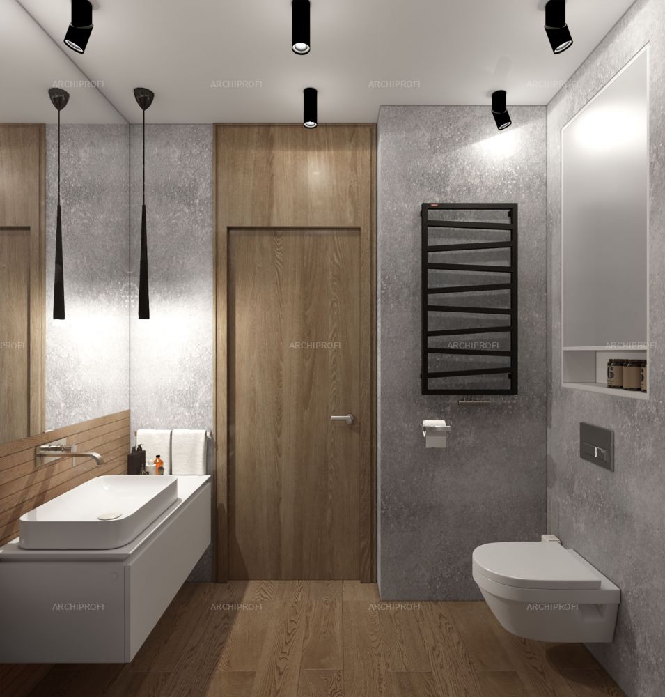 3D интерьера, Ванная комната площадью 6 кв.м. в стиле Современная. Проект Sky House - Sky House, Автор проекта: Дизайнеры Александра Останкова