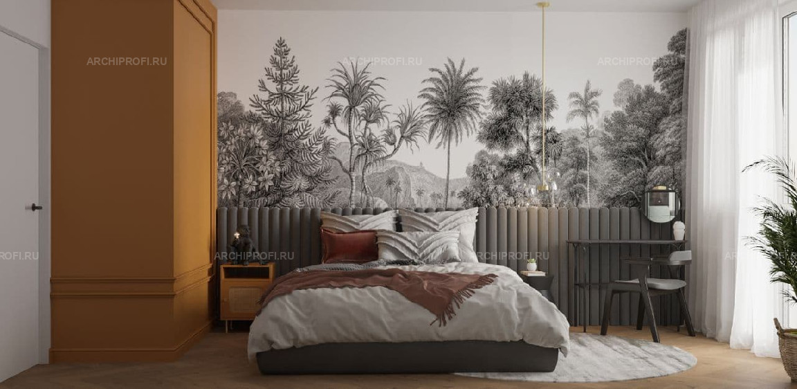 Дизайн спальни с тропическими мотивами