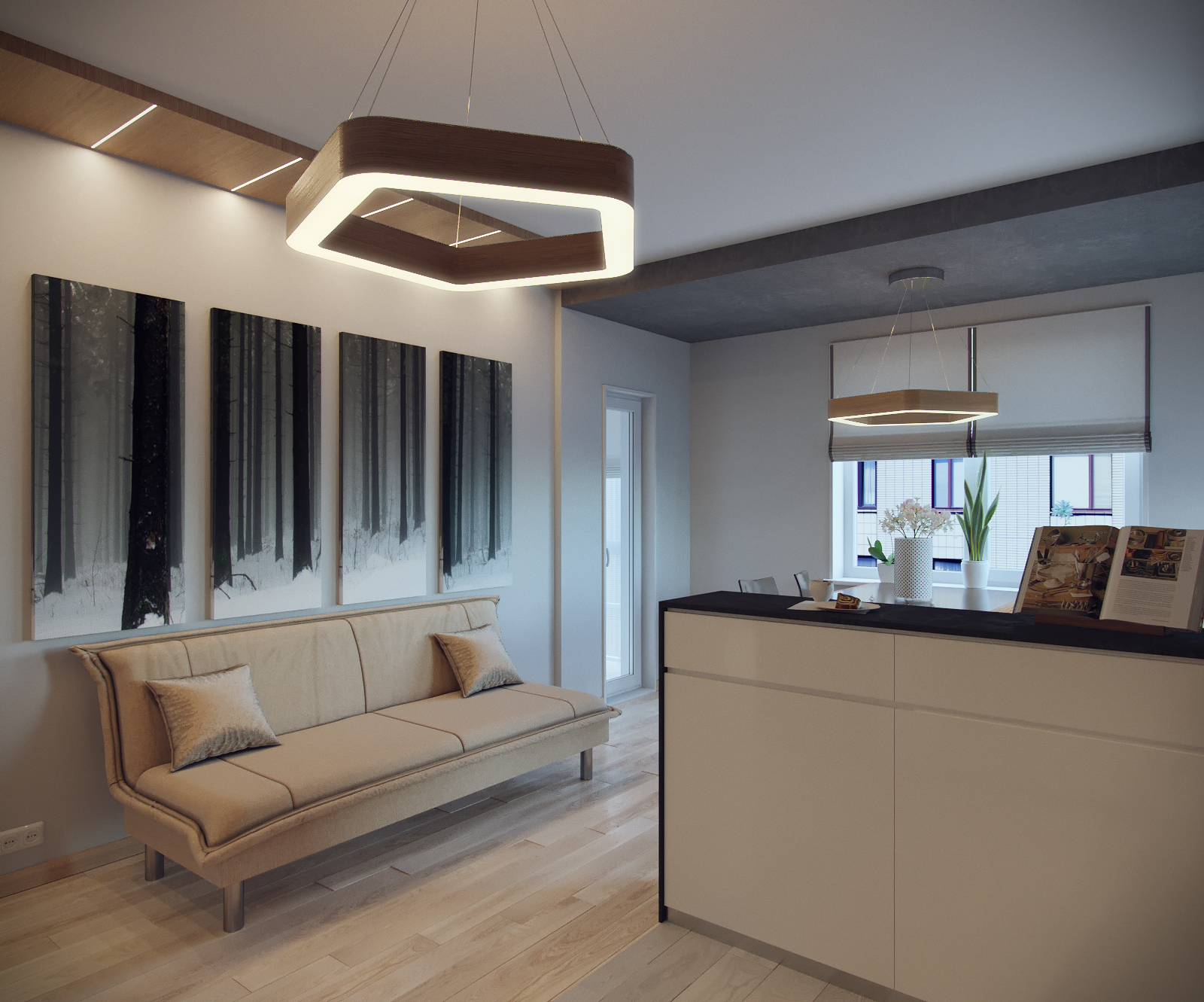 3D интерьера, Кухня площадью 16 кв.м. в стиле Контемпорари (нейтральная стилистика). Проект Кухня для пока еще холостяка - Квартира пока еще холостяка, Автор проекта: Дизайнеры Анастасия Шперлинг