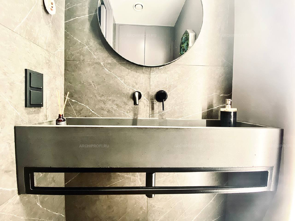 Раковина из бетона в ванной комнате фото 3