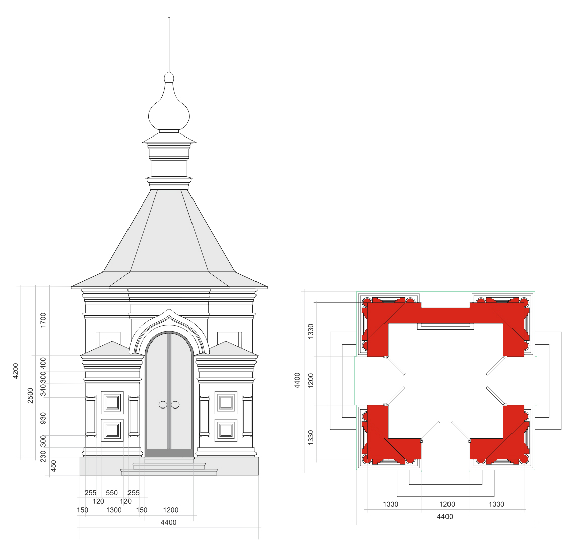 Документация дизайн экстерьера, Храм в стиле Классическая. 30.03.2016/503984, проект Часовня, Автор проекта: Архитекторы Александр Иванюшин
