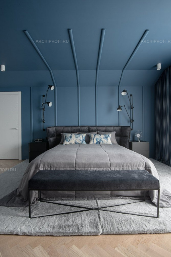 Спальня с синей акварелью. фото 2