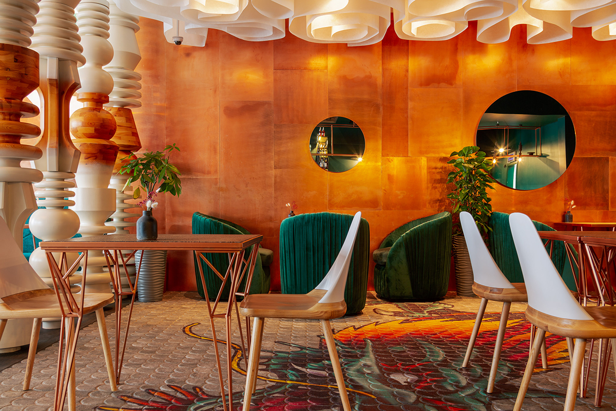 Фото интерьера, ресторан Проект 14.02.2019/749567 - Дизайнерский потолок для ресторана в Иркутске, Автор проекта: Декораторы Оксана Ошмарина