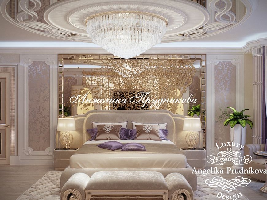 Дизайнпроект интерьера спальни в ЖК Алые Паруса в стиле ардеко