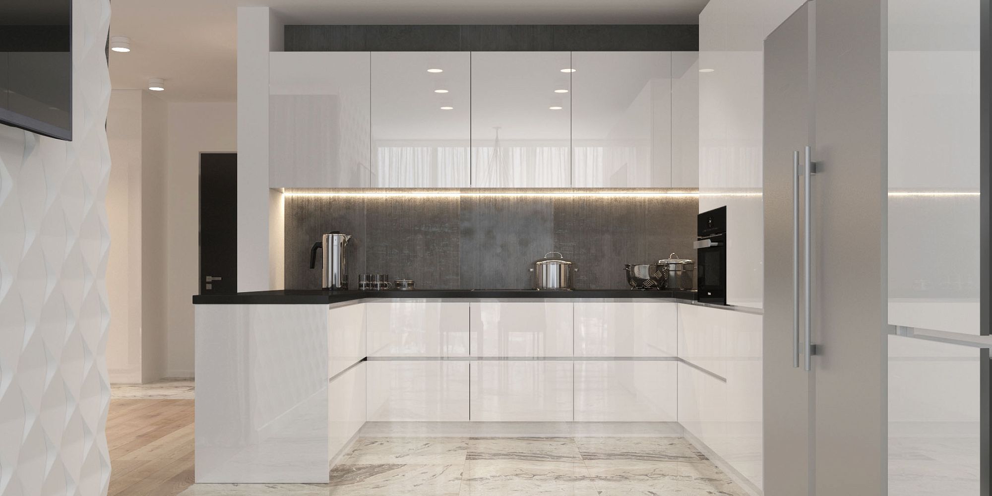 3D интерьера, Кухня в стиле Современная. Проект Кухня - Квартира для семьи с ребенком, Автор проекта: Архитекторы Станислав Клюев