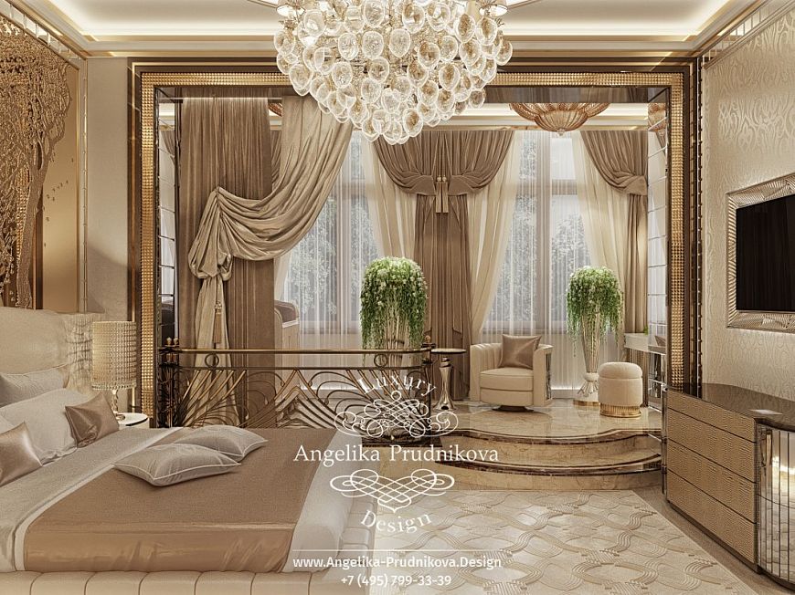 Дизайнпроект интерьера спальни в пентхаусе в стиле ардеко
