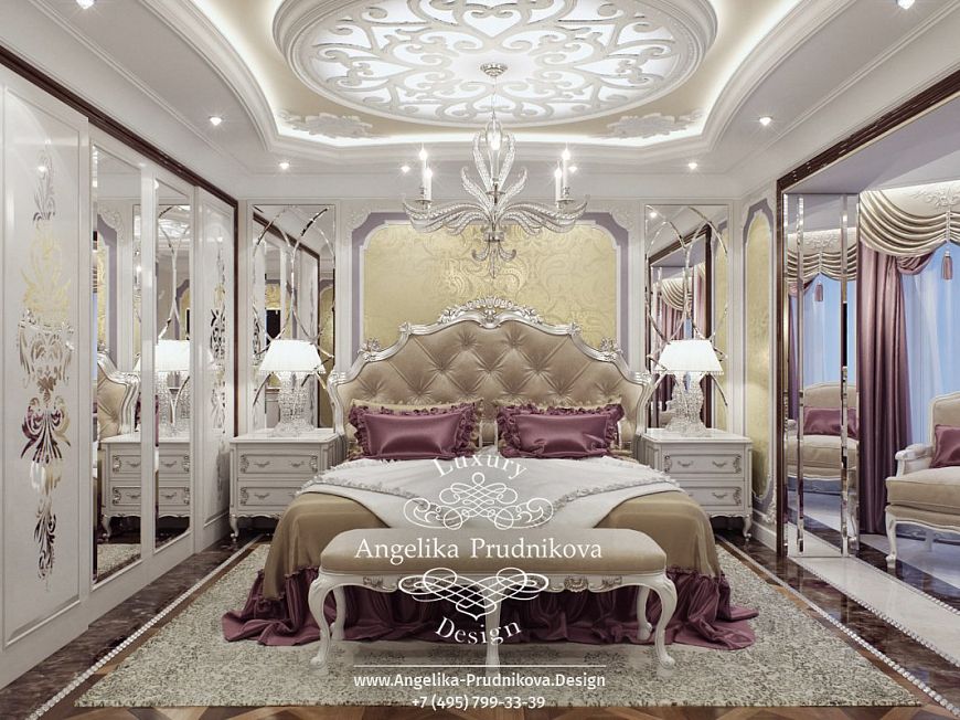 Дизайнпроект спальни в доме в стиле ардеко с элементами классики