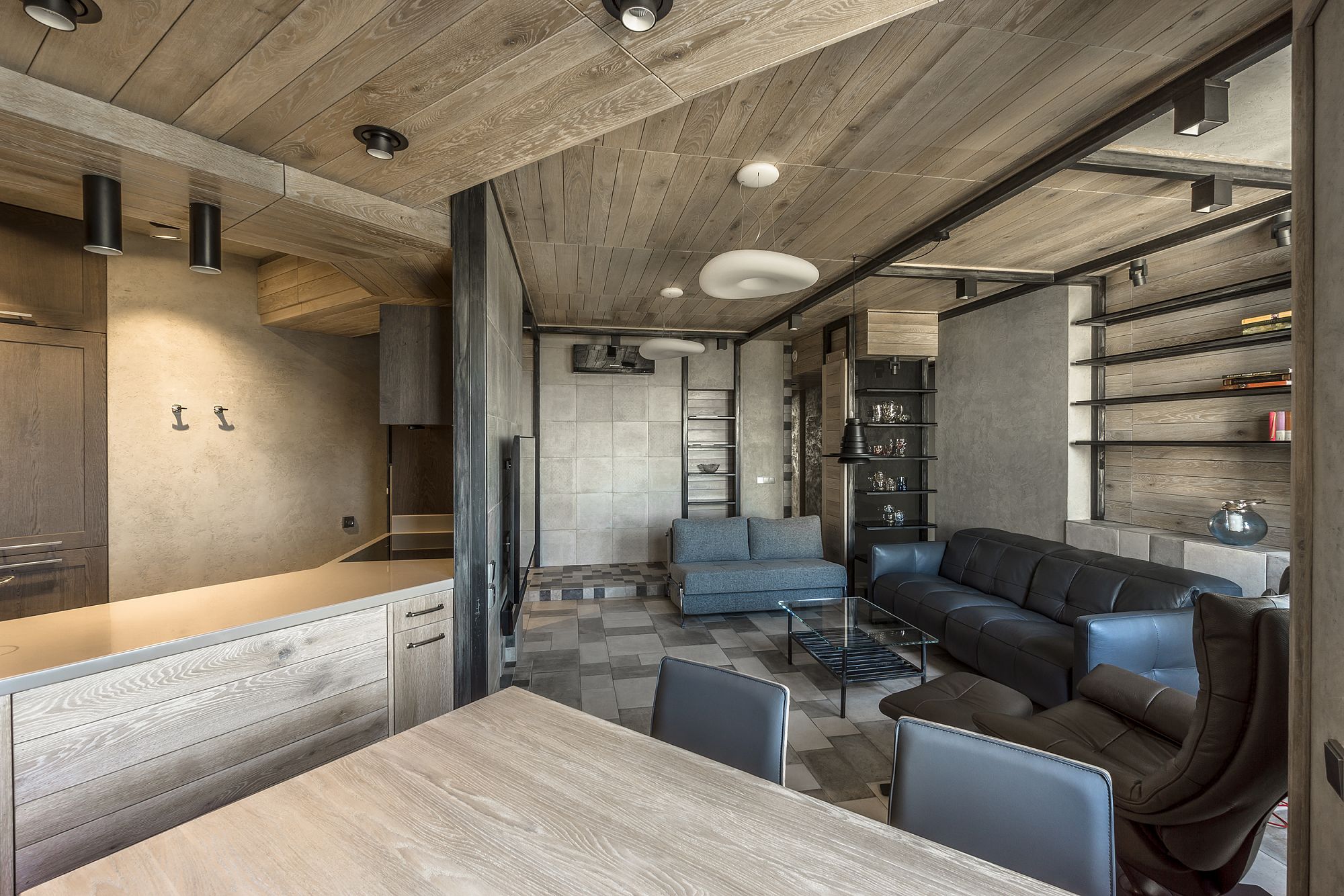 Фото интерьера, Гостиная площадью 33 кв.м. в стиле Современная. Проект 02.09.2016/550739 - nagatinSky, Автор проекта: Архитекторы Алексей Розенберг