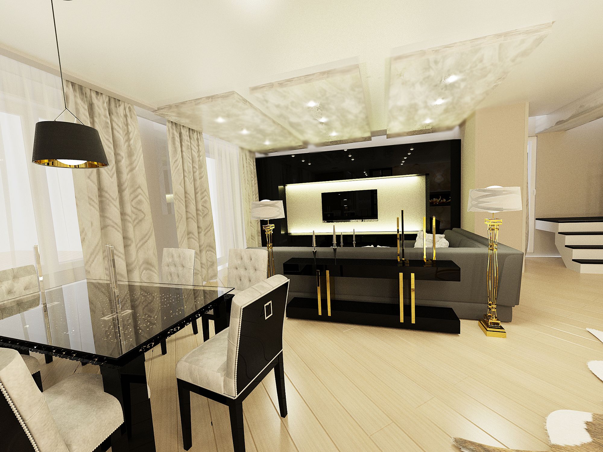 Фото интерьера, Гостиная Проект 03.09.2015/454114 - 2-х уровневая квартира ЖК Южный, Автор проекта: Дизайнеры Евгения Болотова