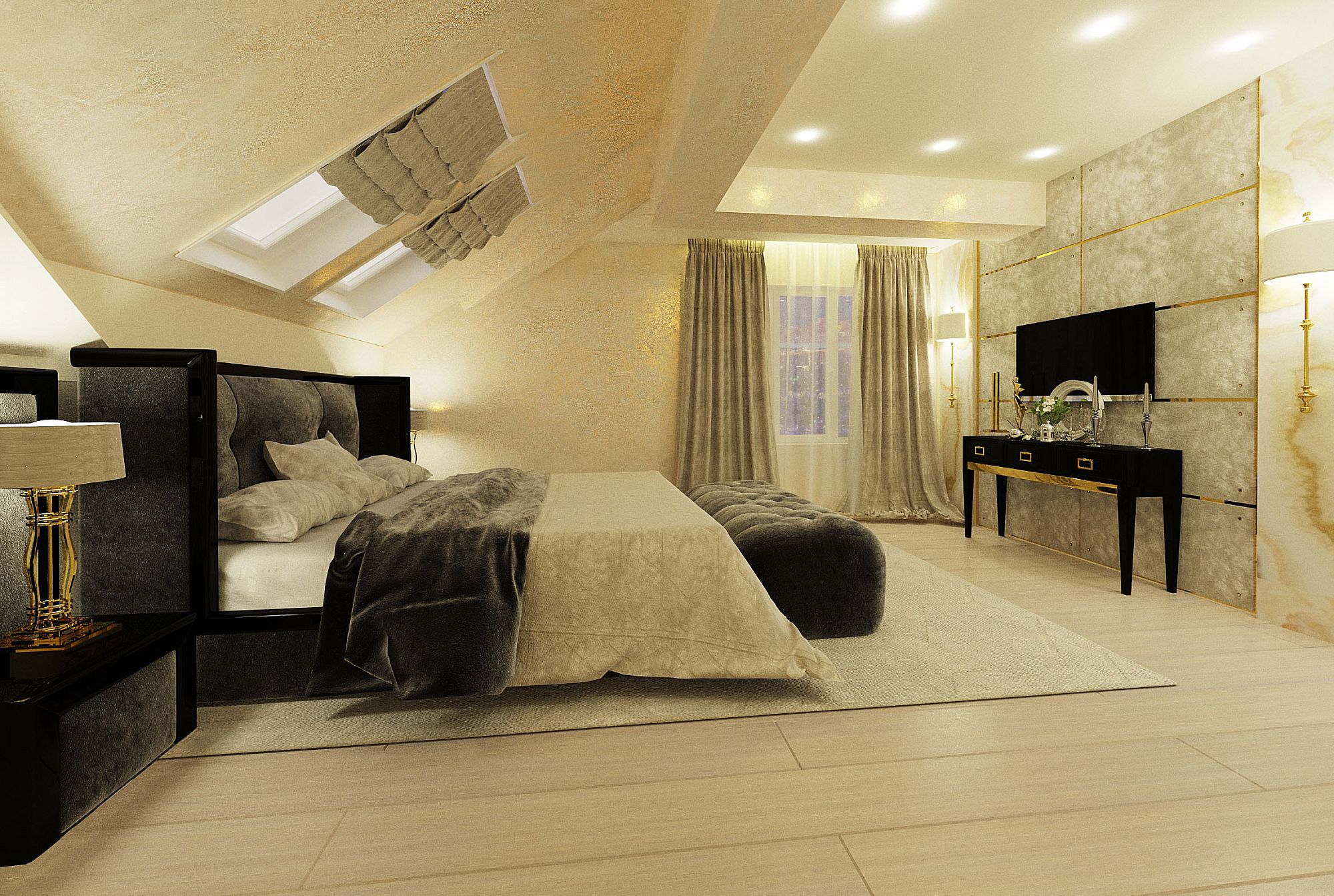 Фото интерьера, Спальня Проект 03.09.2015/454116 - 2-х уровневая квартира ЖК Южный, Автор проекта: Дизайнеры Евгения Болотова