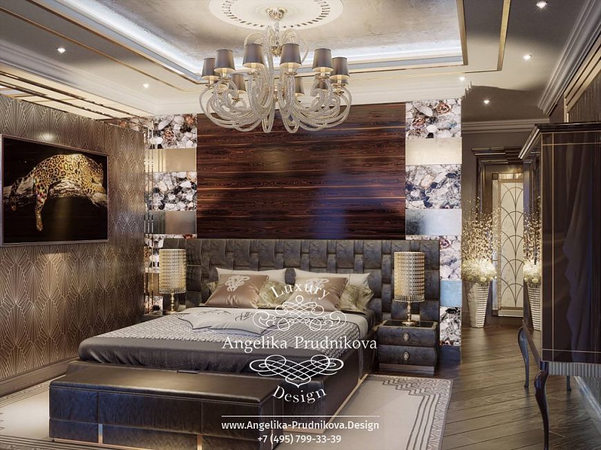 Дизайнпроект интерьера женской спальни в стиле ардеко на Большой Пироговской
