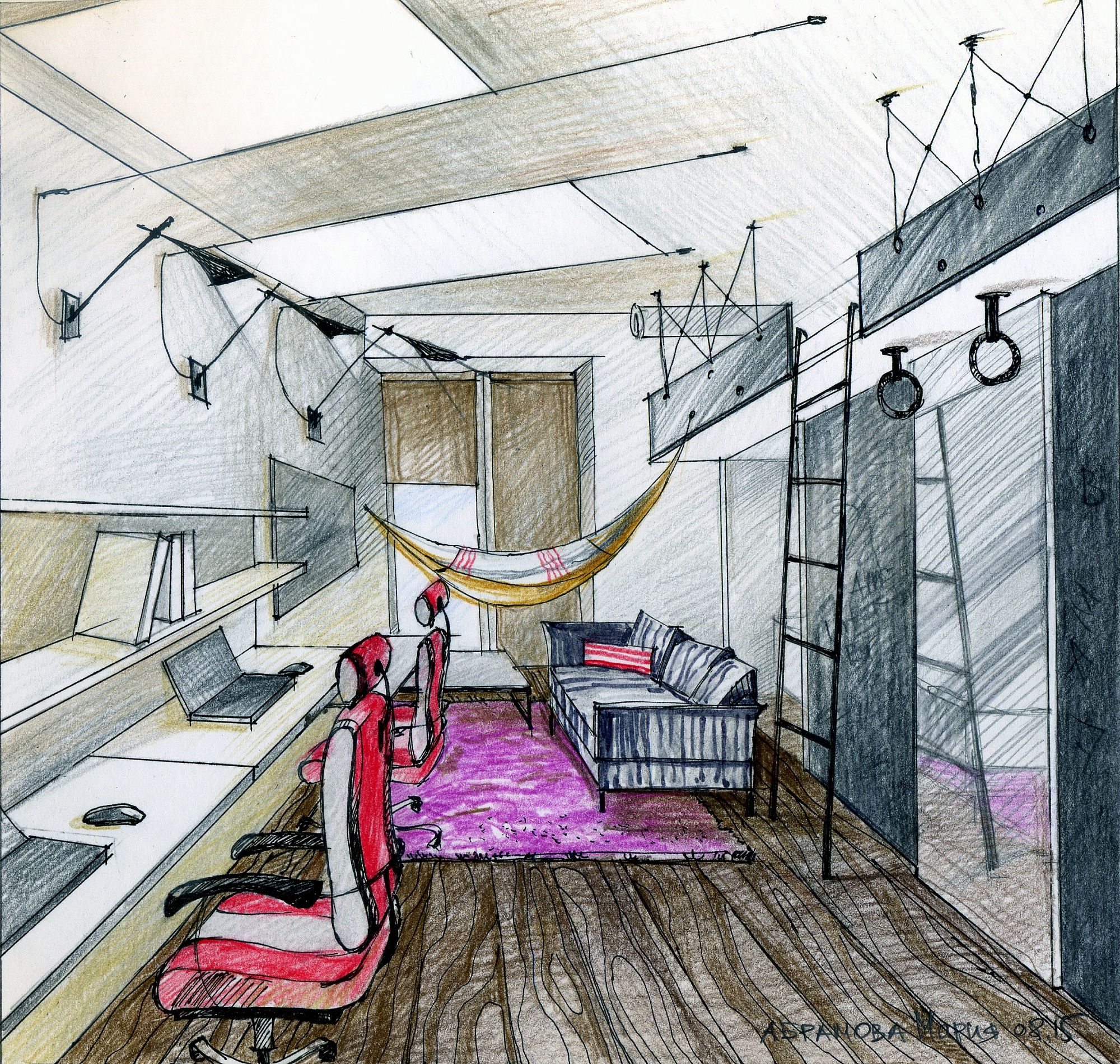 3D дизайна, детская подростков, 16 кв.м., 22.09.2015/463314 - Ноты Пекина (для Egodom), Арт и творчество, Автор проекта: Дизайнеры Мария Абрамова