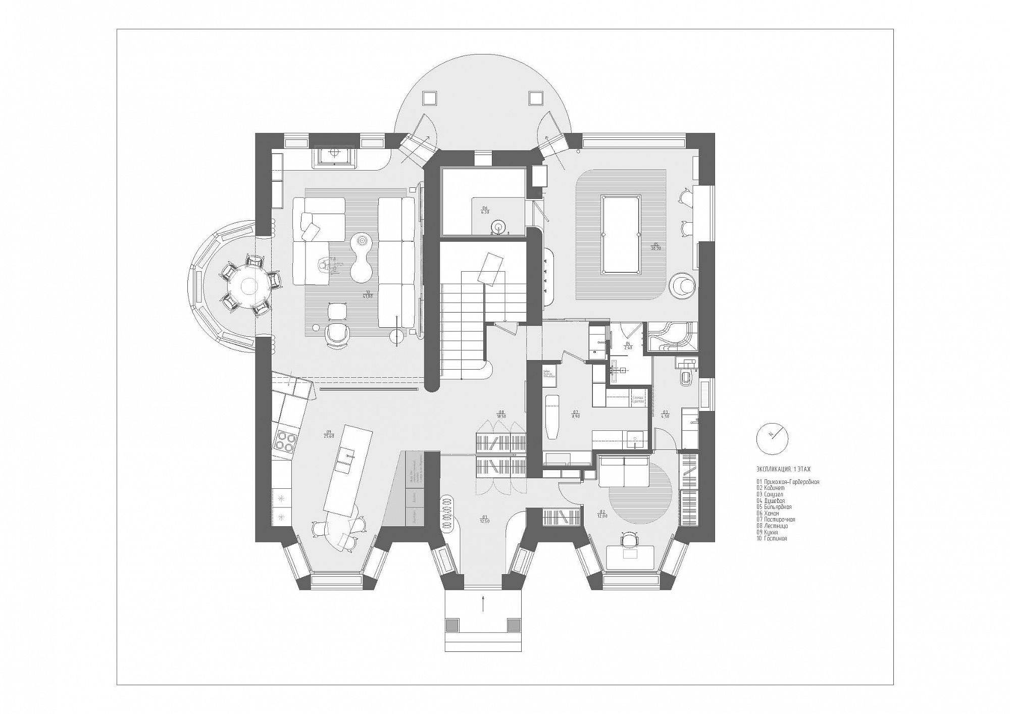 3D интерьера, План 1-ого этажа Проект План 1-ого этажа - Дом как ХРАМ семьи, Автор проекта: Дизайнеры Инна Макарова