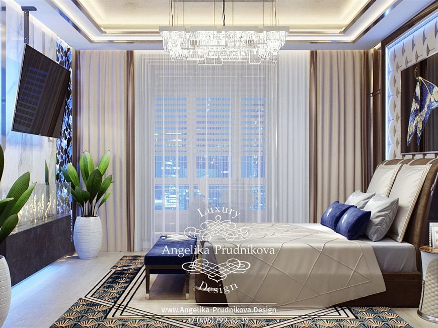 Дизайнпроект интерьера спальни в стиле ардеко в ЖК Симфония набережных