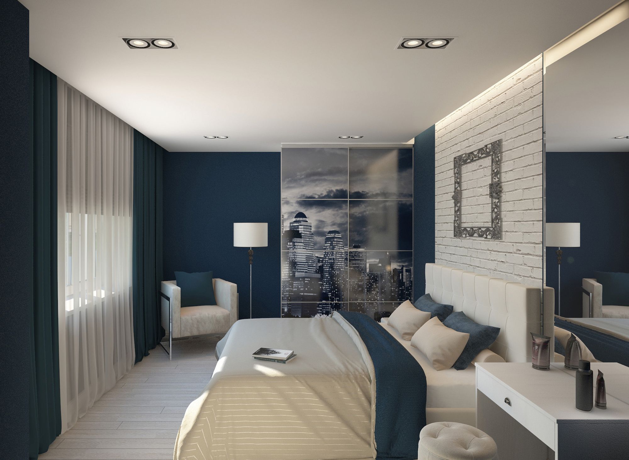 3D интерьера, Гостевая сына площадью 14 кв.м. в стиле Лофт/промышленный стиль. Проект Загородный дом - Во власти сиреневого цвета, Автор проекта: Дизайнеры Наталья Никифорова