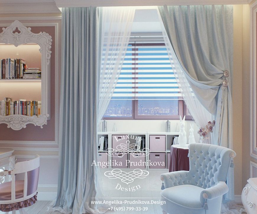 Дизайн интерьера детской спальни для девочки в ЖК Донской Олимп