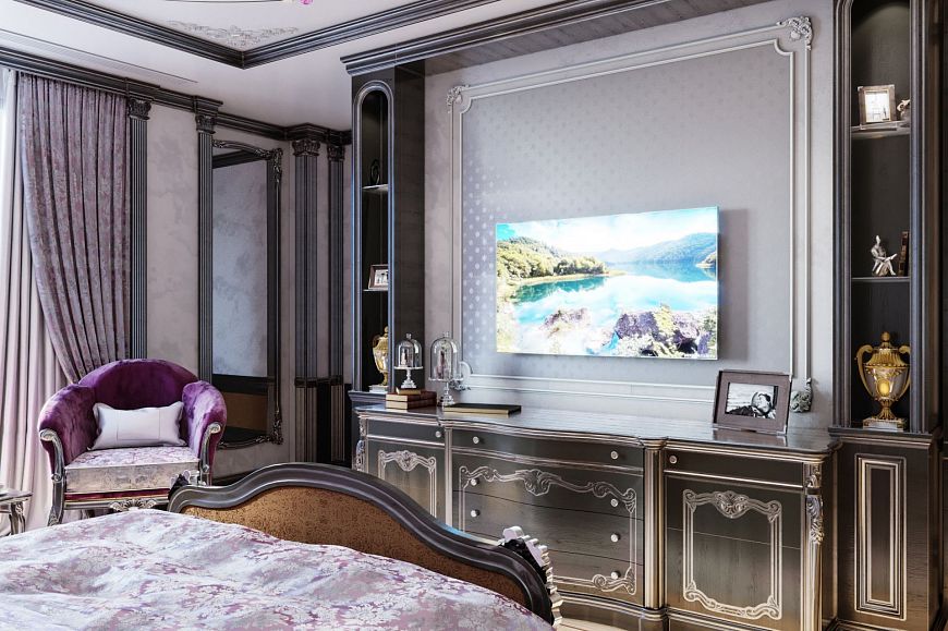 Дизайн фиолетовой спальни от Mirt 