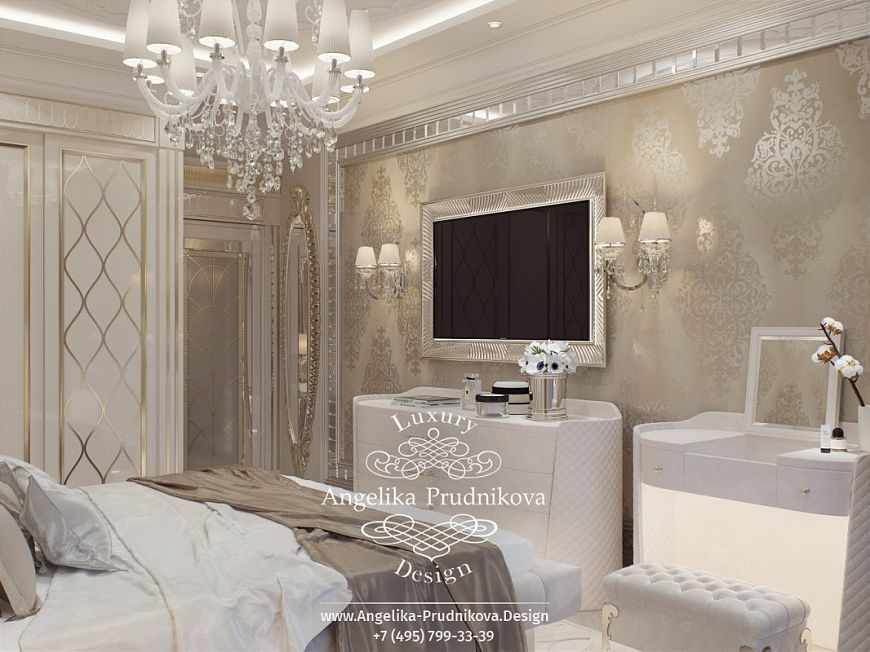 Дизайнпроект интерьера спальни в стиле ардеко в ЖК Дыхание