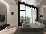Лаконичная спальня с панорамным окном