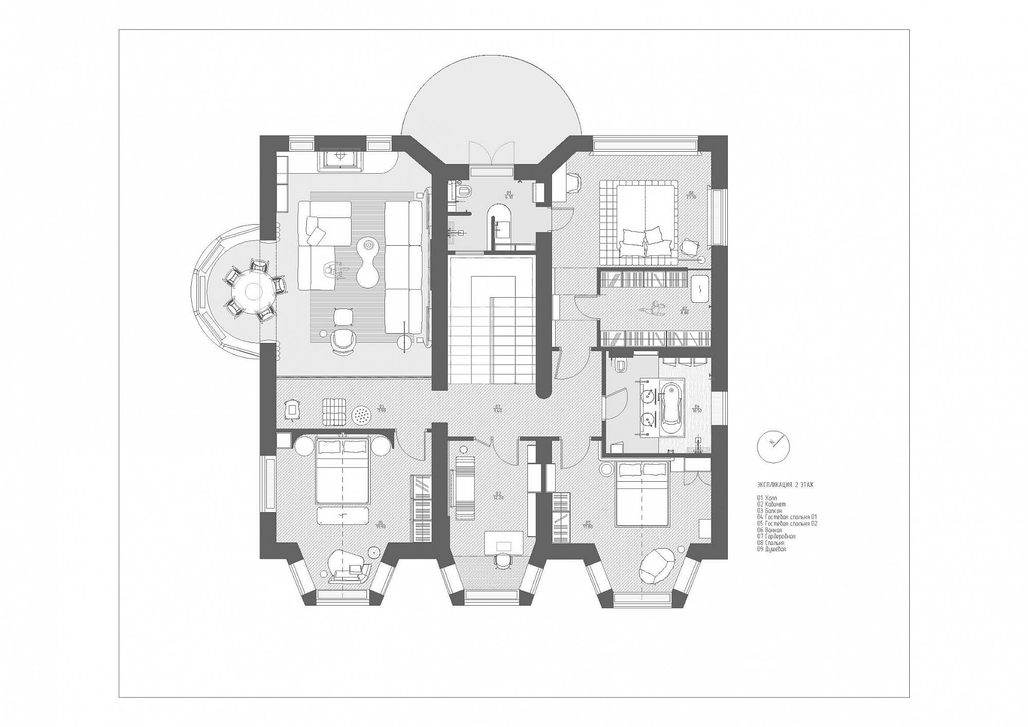 3D интерьера, План 2-ого этажа Проект План 2-ого этажа - Дом как ХРАМ семьи, Автор проекта: Дизайнеры Инна Макарова