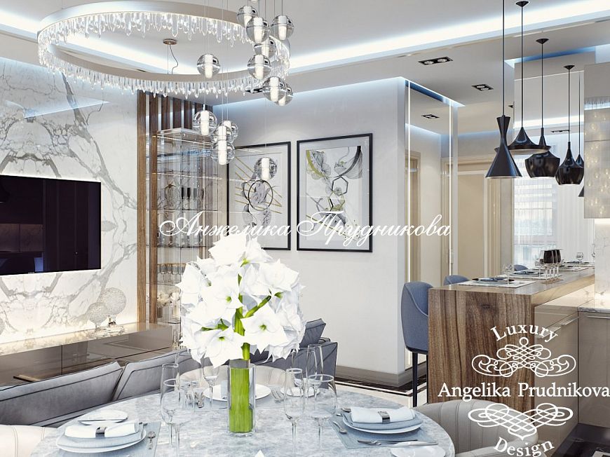 Дизайнпроект интерьера квартиры в ЖК Филиград в стиле модерн в светлых оттенках