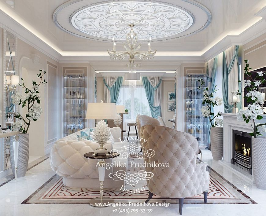 Дизайнпроект интерьера гостиной в стиле ардеко в г. Астрахан