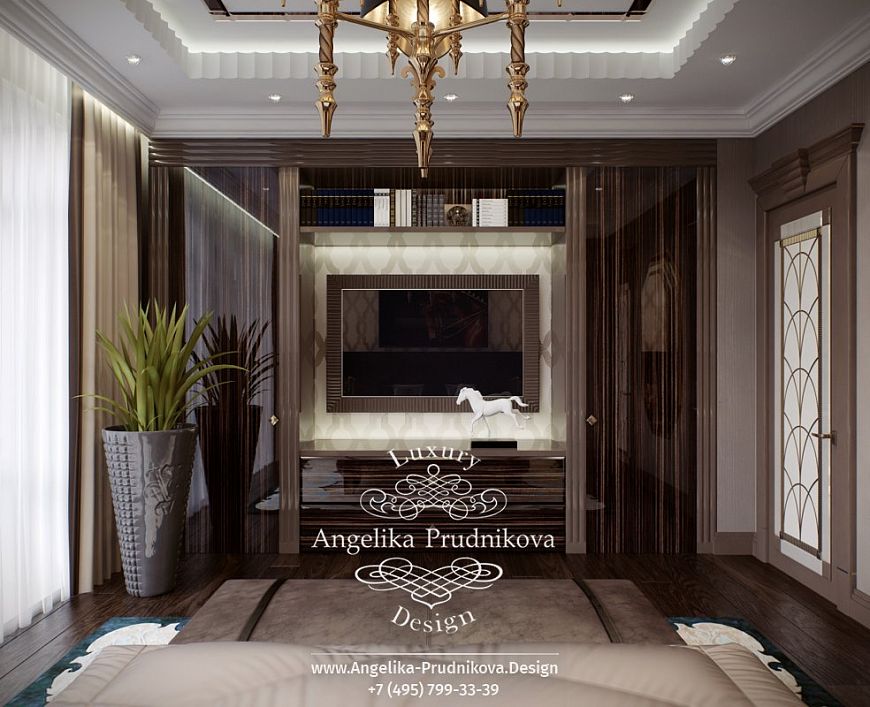Дизайнпроект интерьера гостевой спальни в стиле ардеко на большой Пироговской