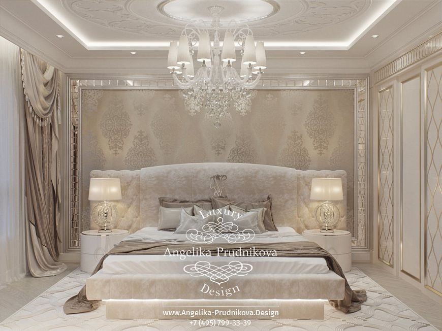 Дизайнпроект интерьера спальни в стиле ардеко в ЖК Дыхание