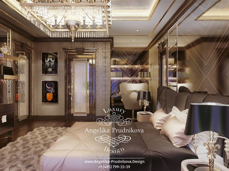 Дизайнпроект интерьера мужской спальни на Большой Пироговской