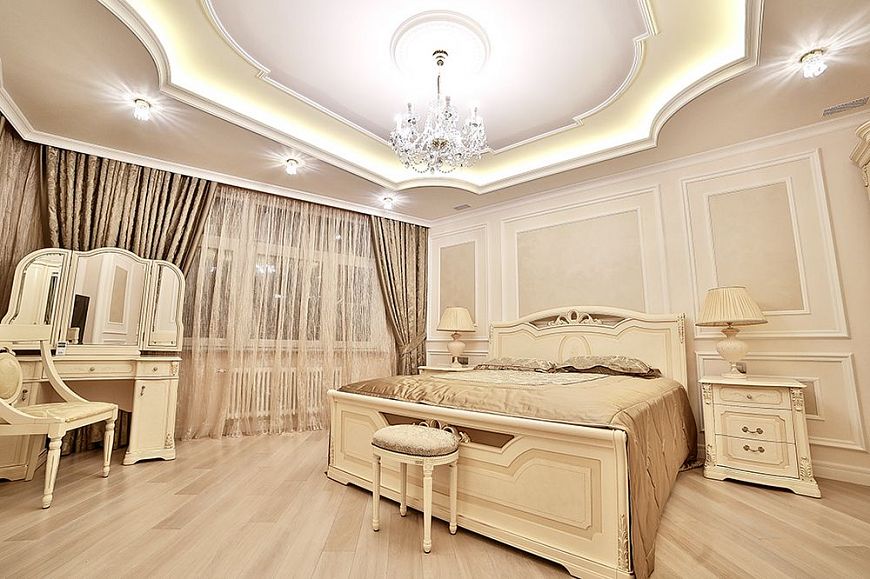 Дизайн интерьера спальни после ремонта в стиле неоклассика