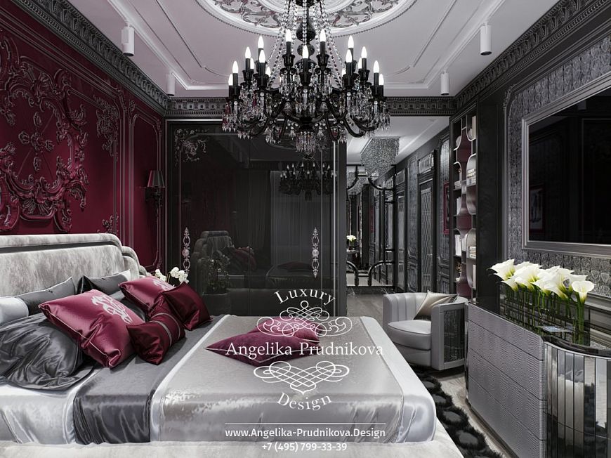 Дизайнпроект интерьера спальни в темной цветовой гамме