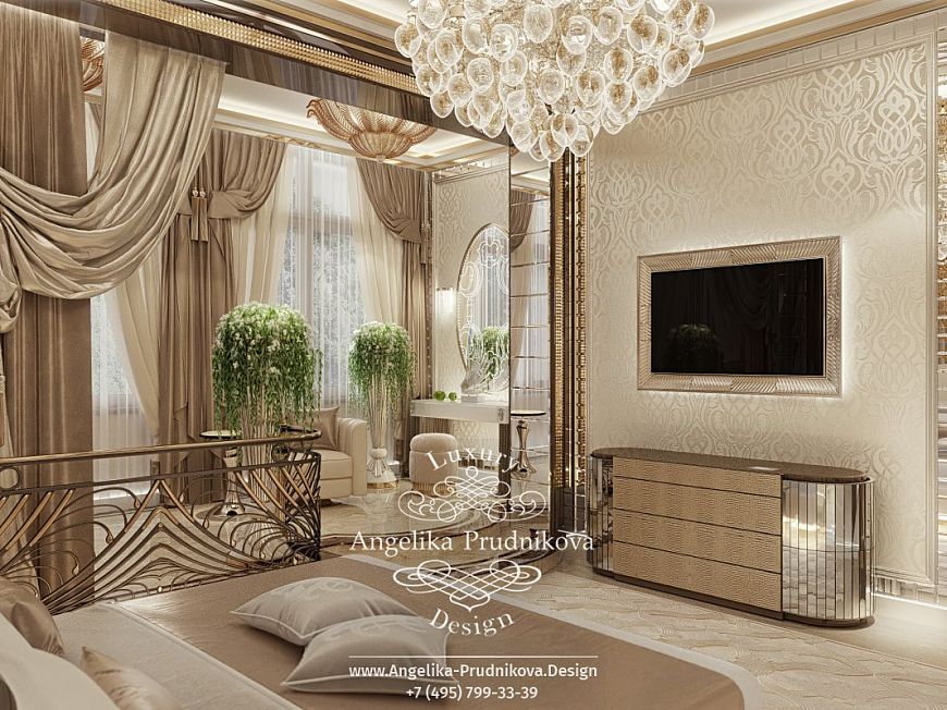 Дизайнпроект интерьера спальни в пентхаусе в стиле ардеко