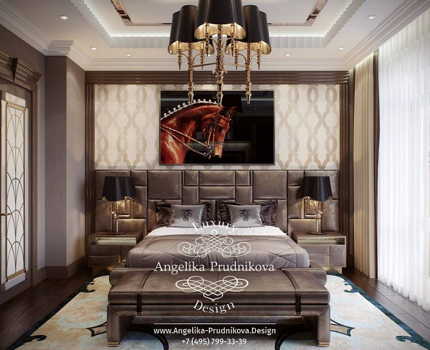 Дизайнпроект интерьера гостевой спальни в стиле ардеко на большой Пироговской