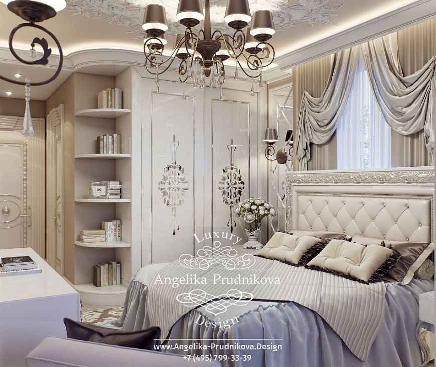 Дизайнпроект интерьера спальни в неоклассическом стиле в ЖК Дубровка