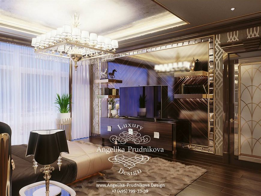 Дизайнпроект интерьера мужской спальни на Большой Пироговской