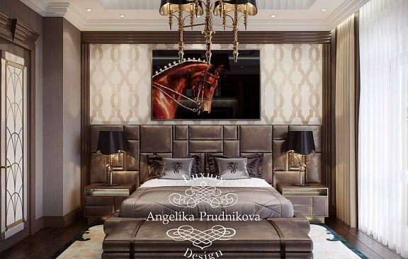 Дизайн-проект интерьера гостевой спальни в стиле ар-деко на большой Пироговской