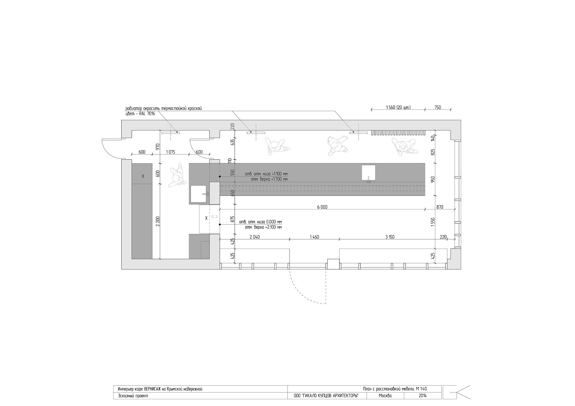 Документация интерьера, Зал в стиле Скандинавский. Проект Интерьер кофейни KAFFEBRÖD - Интерьер кофейни KAFFEBRÖD, Автор проекта: Архитекторы Александр Купцов