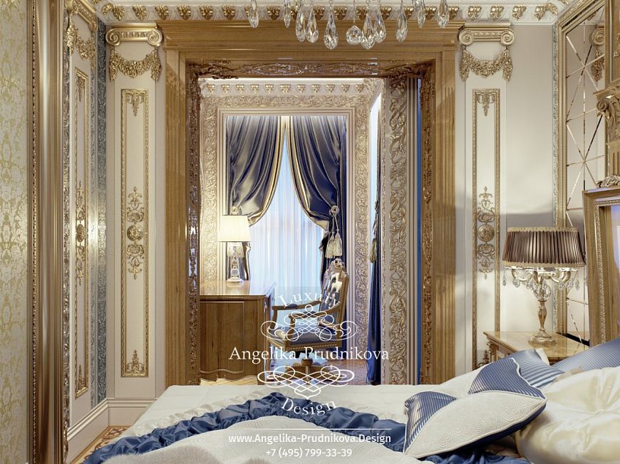 Дизайнпроект интерьера мужской спальни в стиле барокко
